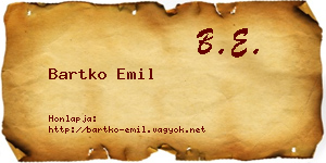 Bartko Emil névjegykártya